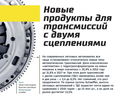 Обложка для статьи Schaeffler: новые продукты для трансмиссий с двумя сцеплениями